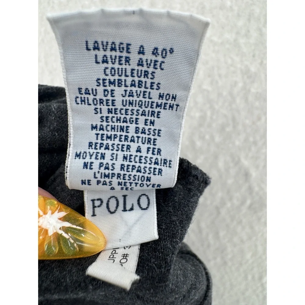 Polo Ralph Lauren - V-Neck Long Sleeve Tee Pony Logo - Charcoal Grey - XL - Mens